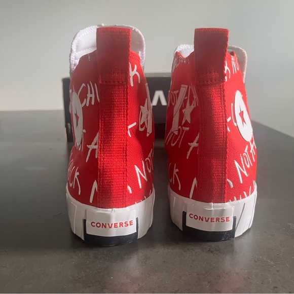 NEW MENS UNT1TL3D "Not a Chuck - Red" CONVERSE SNEAKERS HIGH TOPS Size 10 - Picture 3 of 10